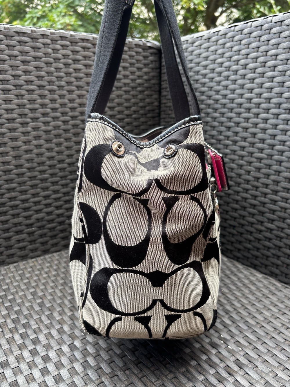Coach Daisy Signature Tote Dual Hangtags Large C Monogram Shoulder Bag - Picture 3 of 10